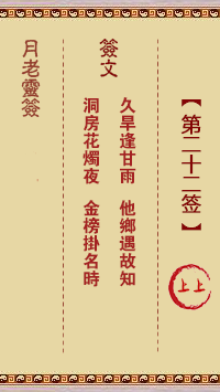 月老灵签22签，月老姻缘灵签第二十二签占卜解答