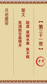 月老灵签31签，月老姻缘灵签第三十一签占卜解答